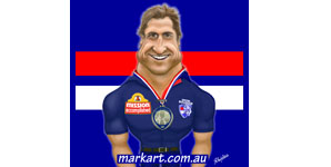 Luke Beveridge caricature - Western Bulldogs