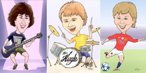 caricatures musicians and sport