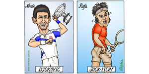 Novak Djokovic Vs Rafa Jockitch - cartoon